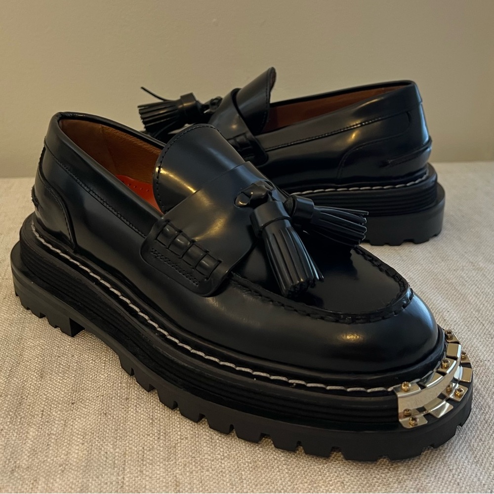 NWOT Sandro Black ‘Thick-Soled Leather Loafers’ Sz 35